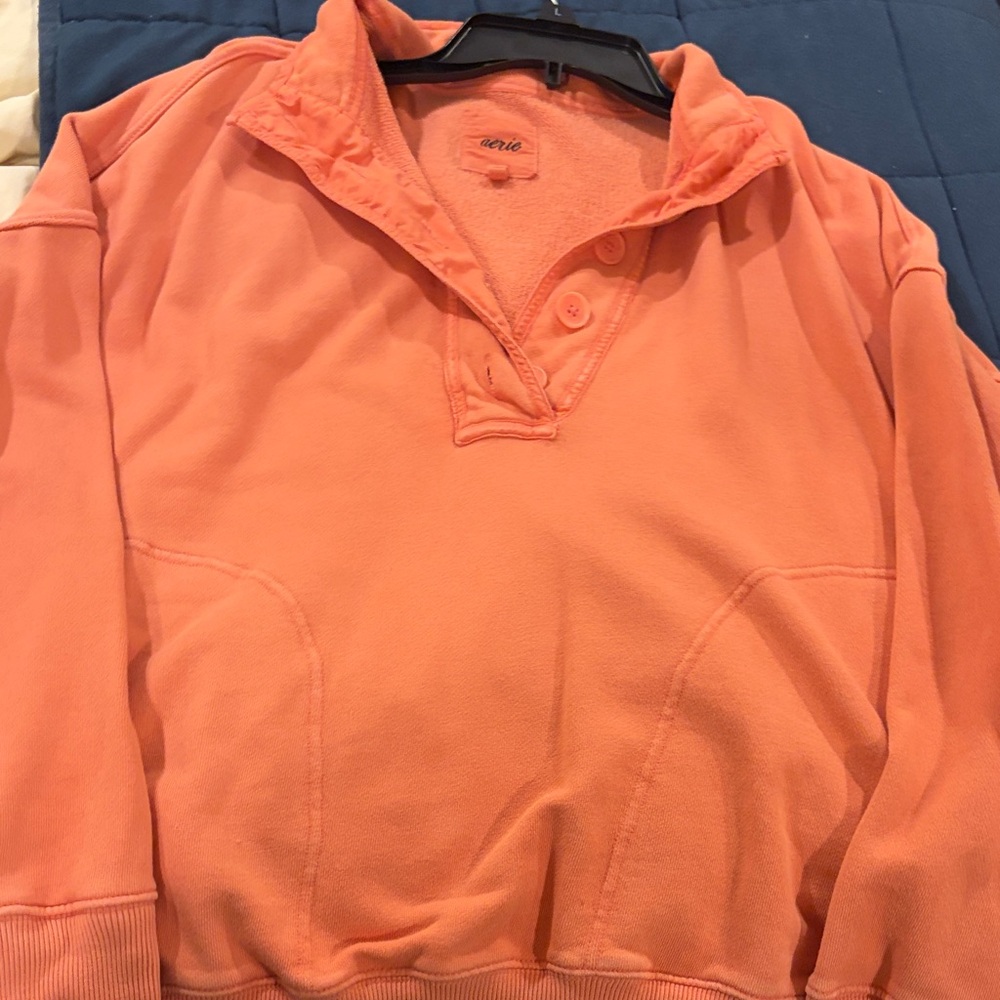 aerie Coral Scoop-Neck Pullover Sweatshirt
